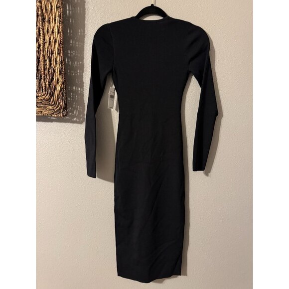 ASTR the Label XS Jovie Knit Bodycon Sweater Dress Black Lace Up Open Front NEW - Picture 8 of 13